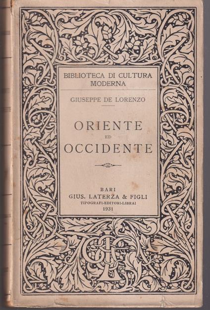 Oriente ed occidente - Giuseppe De Lorenzo - copertina