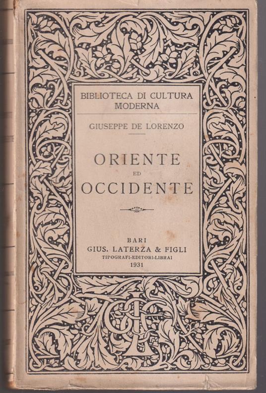 Oriente ed occidente - Giuseppe De Lorenzo - copertina