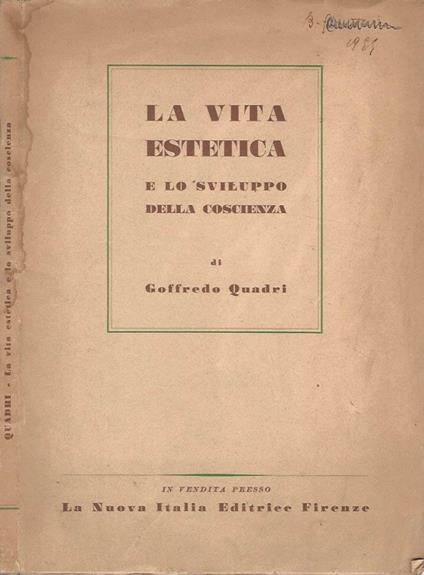 La vita estetica e lo sviluppo della coscienza - Goffredo Quadri - copertina