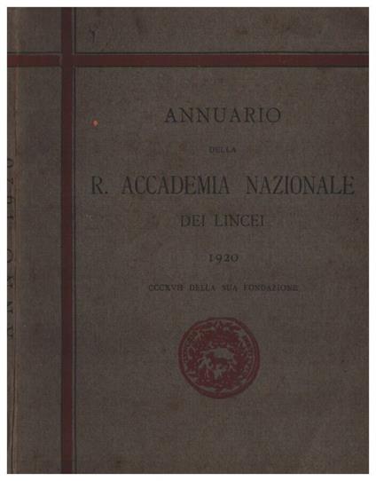 Annuario della R. Accademia nazionale dei Lincei 1920 - copertina