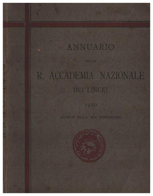 Annuario della R. Accademia nazionale dei Lincei 1920 - copertina