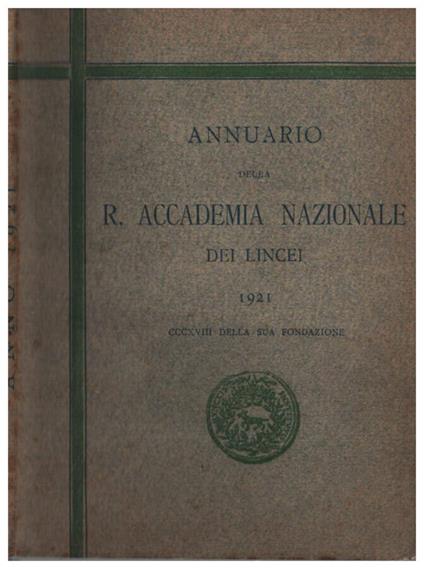 Annuario della R. Accademia nazionale dei lincei 1921 - copertina