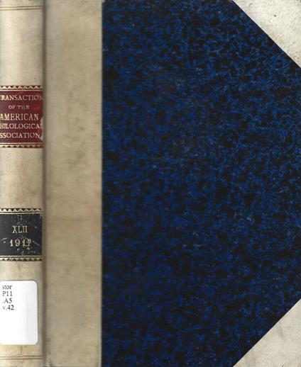 Transactions and Proceedings of the American Philological Association Vol. XLII - copertina