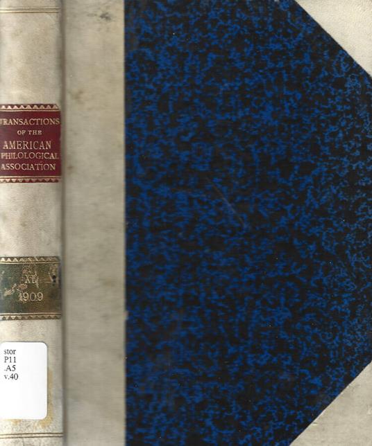 Transactions and Proceedings of the American Philological Association Vol. XL - copertina
