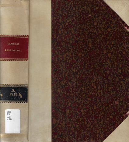 Classical philology Volume X january october 1915 - copertina