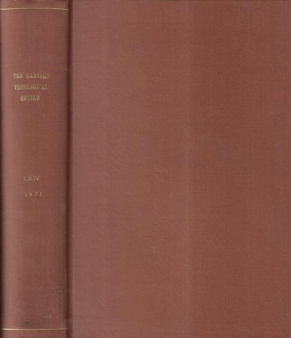 The Harvard thological review Volume LXIV 1971 - copertina