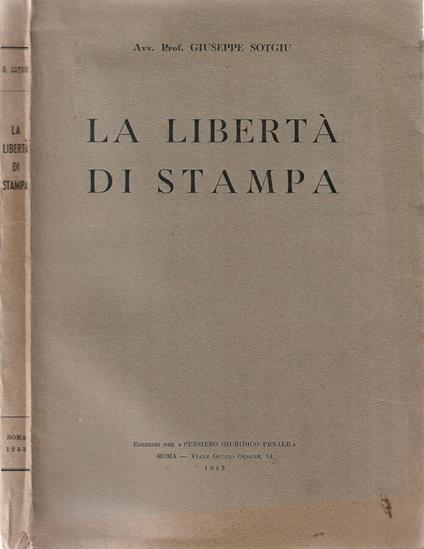 La libertà di stampa - Giuseppe Sotgiu - copertina