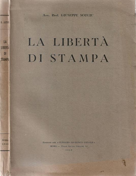 La libertà di stampa - Giuseppe Sotgiu - copertina