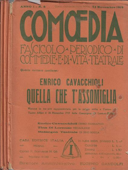 Comoedia n. 6, 7, 8 1919 - copertina