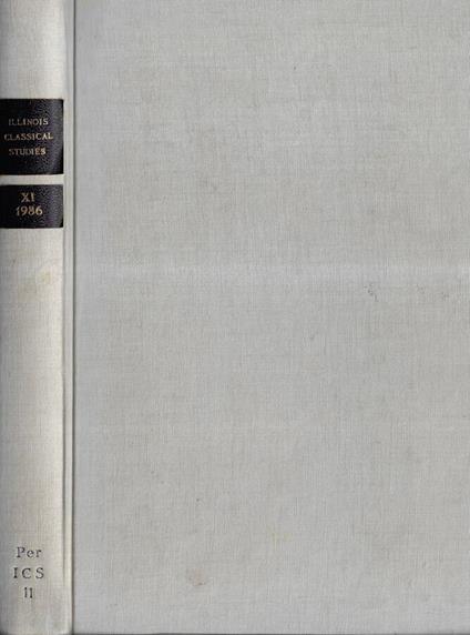 Illinois classical studies Vol. XI 1986 - copertina