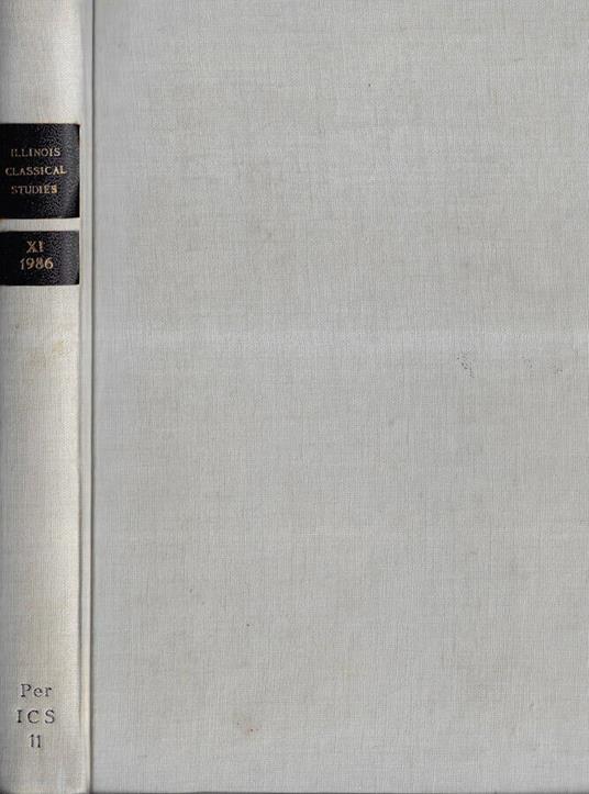 Illinois classical studies Vol. XI 1986 - copertina