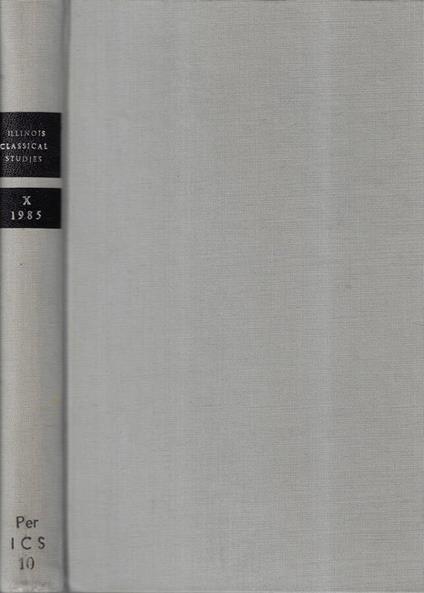 Illinois classical studies Vol. X 1985 - copertina