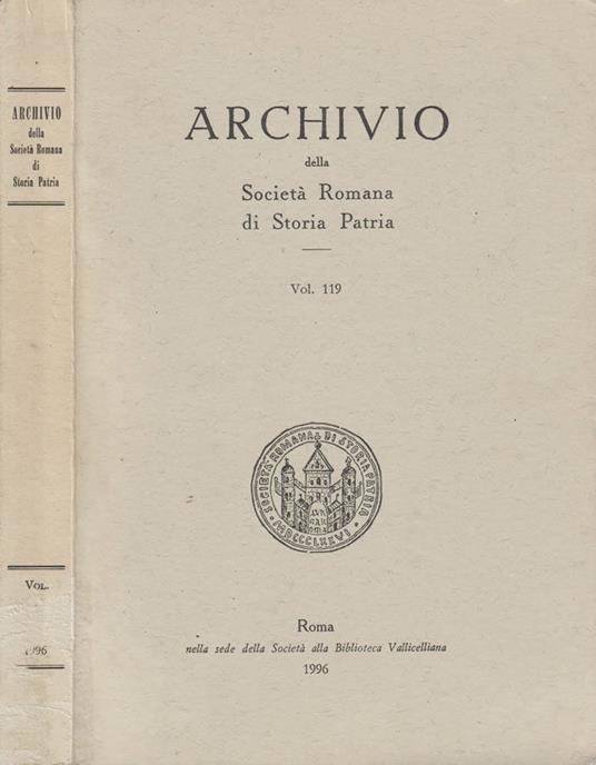 Archivio della Società Romana di Storia Patria - copertina