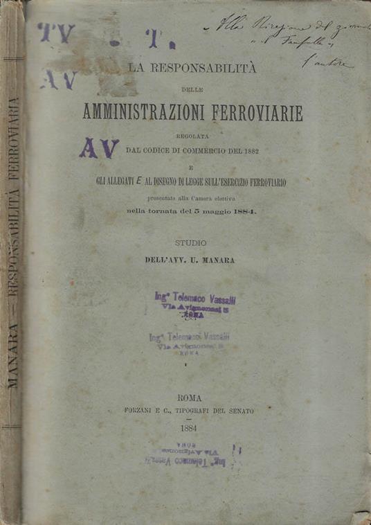 La responsabilità delle amministrazioni ferroviarie - copertina