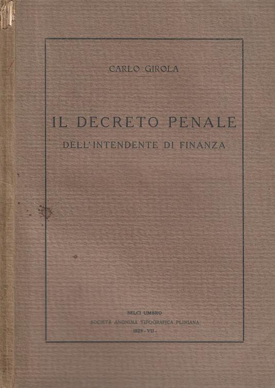 Il decreto penale - Carlo Girola - copertina