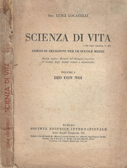 Scienza di vita vol. I - Luigi Locatelli - copertina