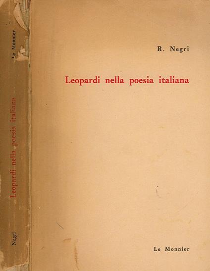 Leopardi nella poesia italiana - R. Negri - copertina