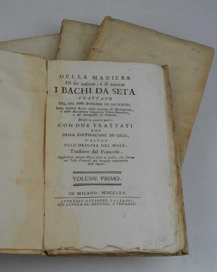 Della maniera di far nascere, e di nutrire i bachi da seta… Diviso in quattro parti, con due trattati uno della Coltivazione de' Gelsi, l'altro sull'origina del mele… - copertina