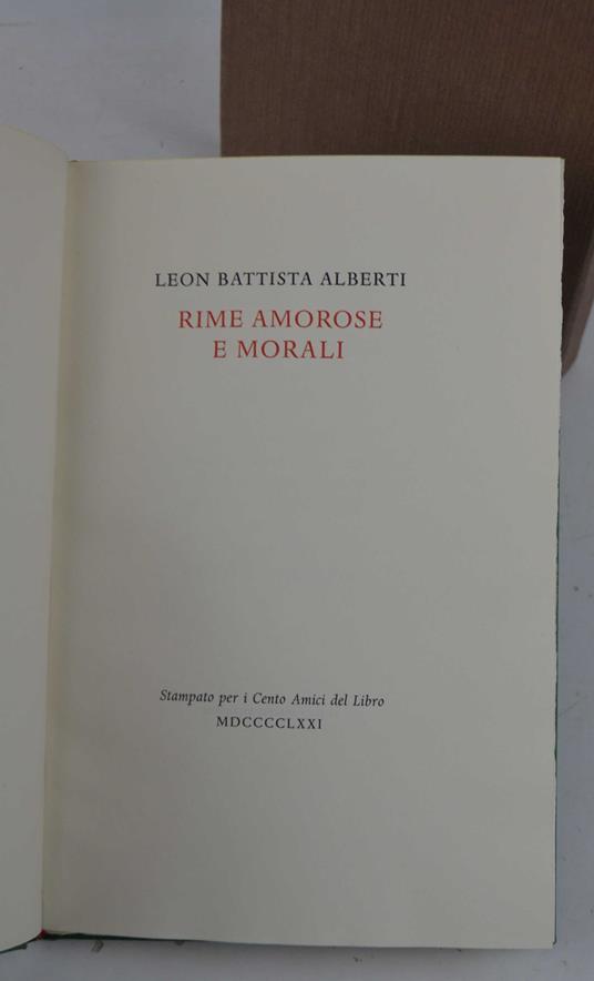 Rime amorose e morali - Leon Battista Alberti - copertina