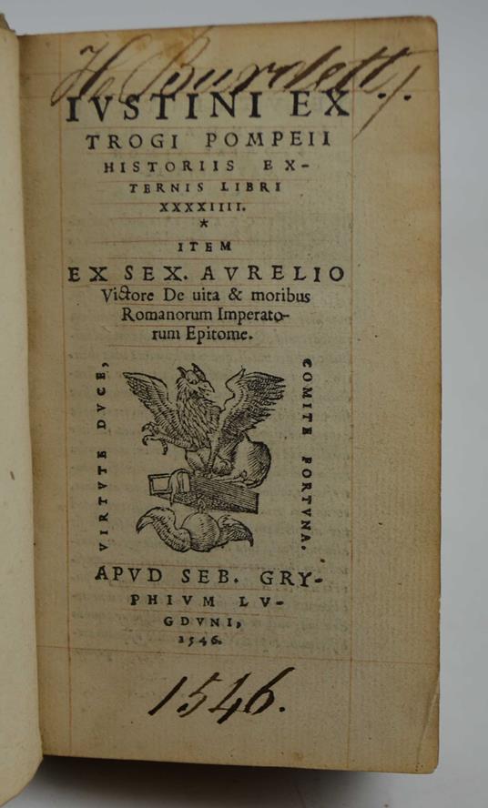 Iustini ex Troghi Pompeii historiis externis libri xxxxiiii. Item ex Sex. Aurelio Victore De vita et moribus Romanorum Imperatorum Epitome - copertina