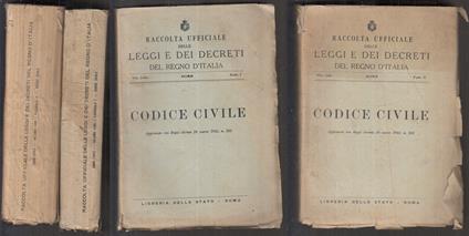 Raccolta Leggi E Decreti Regno D'italia 1bis Codice Civile 1/2 - copertina