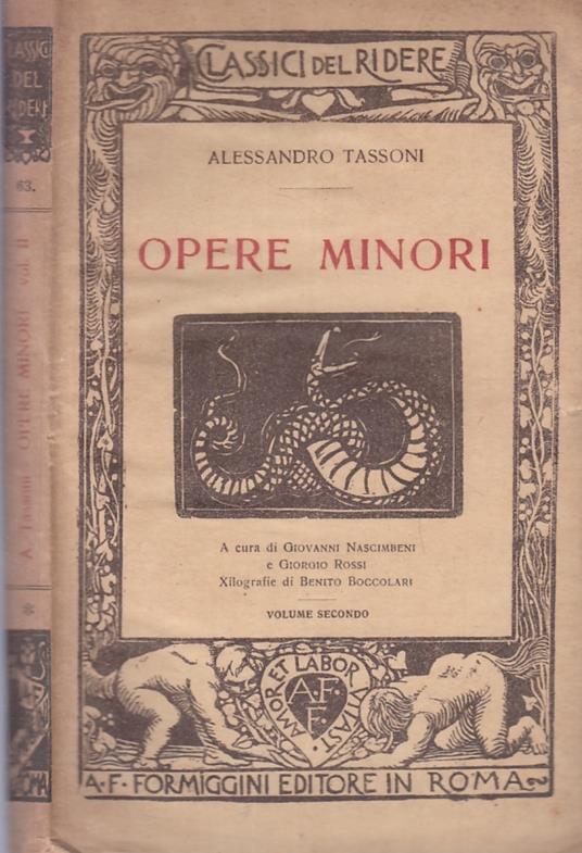 Opere Minori Volume 2 - Alessandro Tassoni - copertina