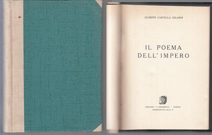 Il Poema Dell'impero- Giuseppe Cartella Gelardi- L'impronta- 1938- C- Zfs206 - copertina