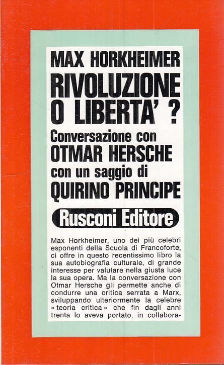 Rivoluzione O Libertà? - Max Horkheimer - copertina
