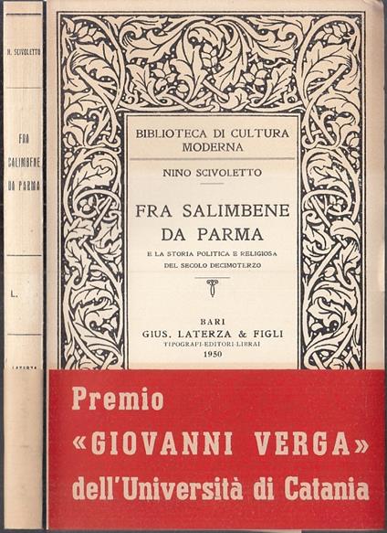 Fra Salimbene Da Parma- Scivoletto- Laterza- Cultura Moderna - Nino Scivoletto - copertina