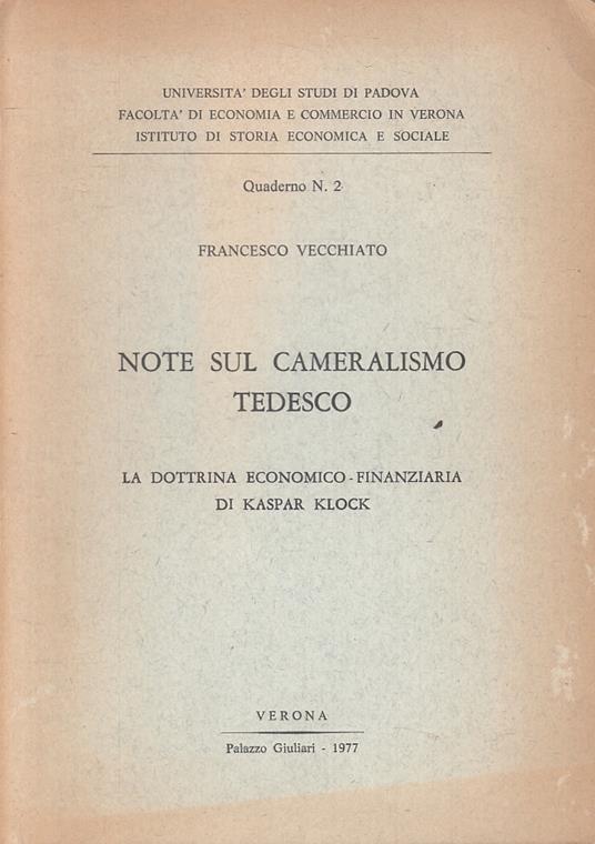 Note Sul Caneratismo Tedesco Kaspar Klock - copertina
