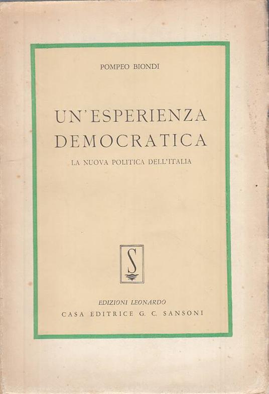 Un'esperienza Democratica - Pompeo Biondi - copertina