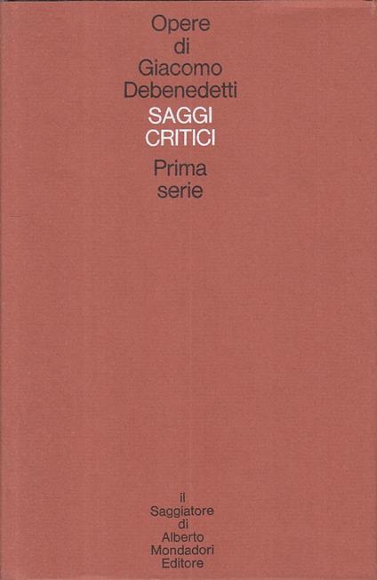 Saggi Scritti Prima Serie - copertina