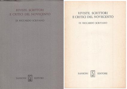 Riviste Scrittori Critici Novecento- Scrivano- Sansoni - Riccardo Scrivano - copertina