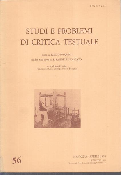 Studi E Problemi Di Critica Testuale N.56 - Emilio Pasquini - copertina