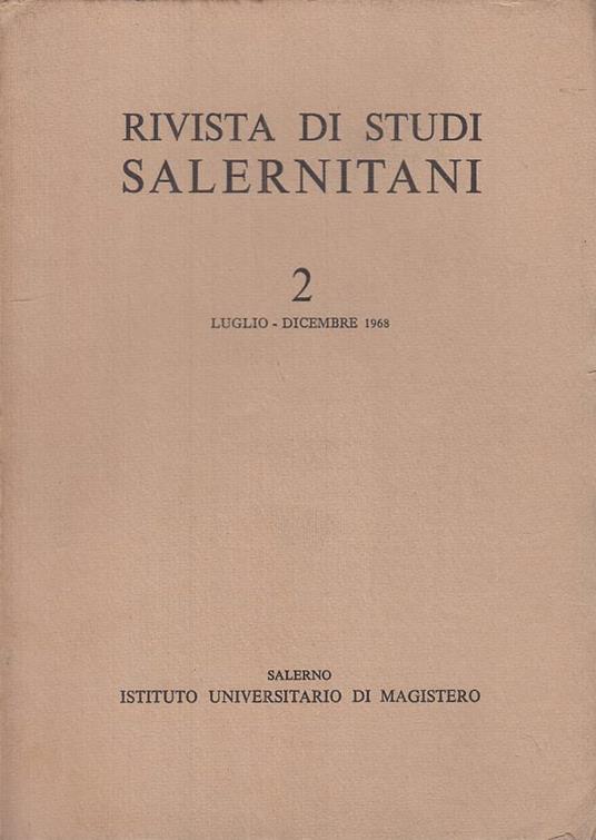 Rivista Di Studi Salernitani 2 Luglio/Dicembre - copertina