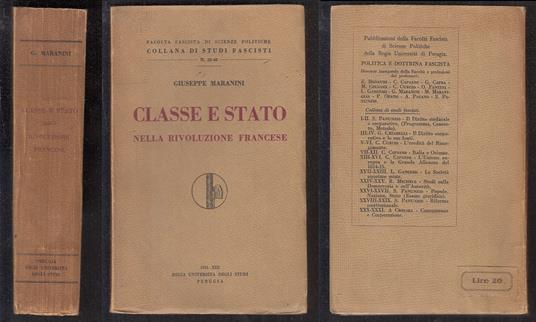 Classe E Stato Rivoluzione Francese- Maranini- Studi Fascisti - Giuseppe Maranini - copertina
