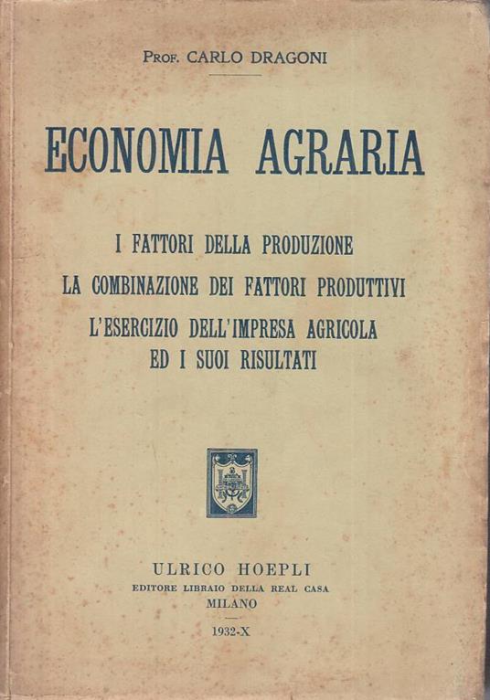 Economia Agraria - Carlo Dragoni - copertina