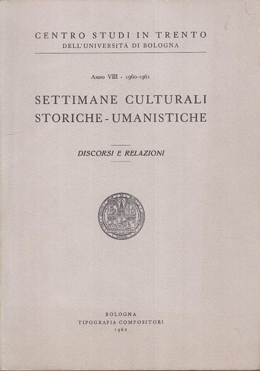 Settimane Culturali Storiche Umanistiche - copertina