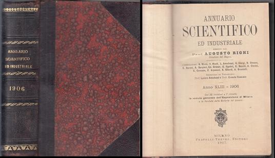 Annuario Scientifico Ed Industriale - Augusto Righi - copertina