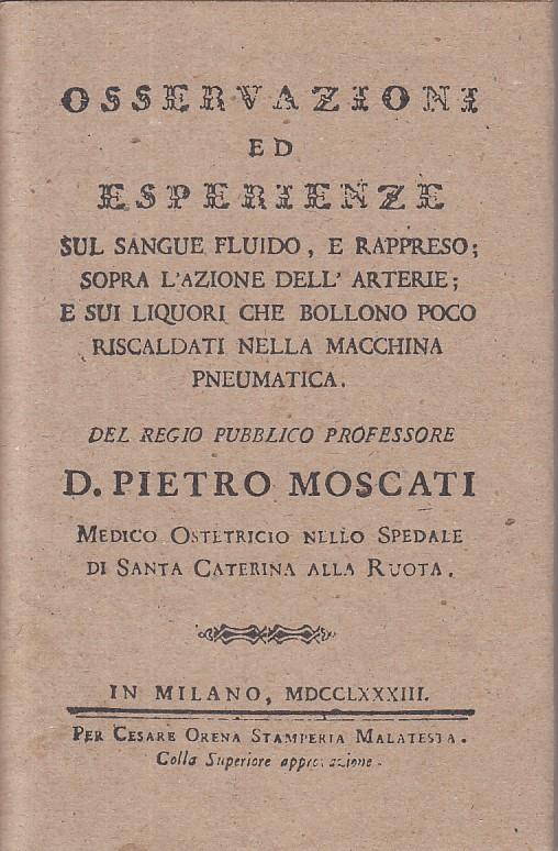 Osservazioni Ed Esperienze- Moscati- Milano- Ars Medica - Pietro Moscati - copertina