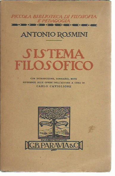 Sistema filosofico - Antonio Rosmini - copertina