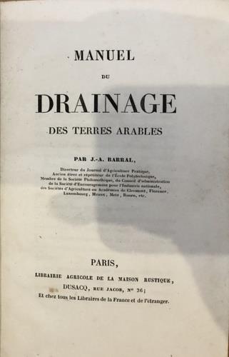 Manuel du drainage des terres arables - copertina
