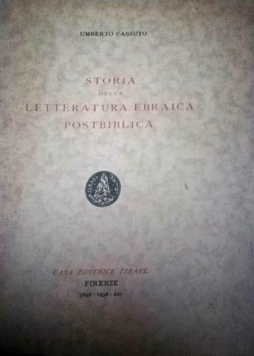 Storia della letteratura ebraica postbiblica - Umberto Cassuto - copertina