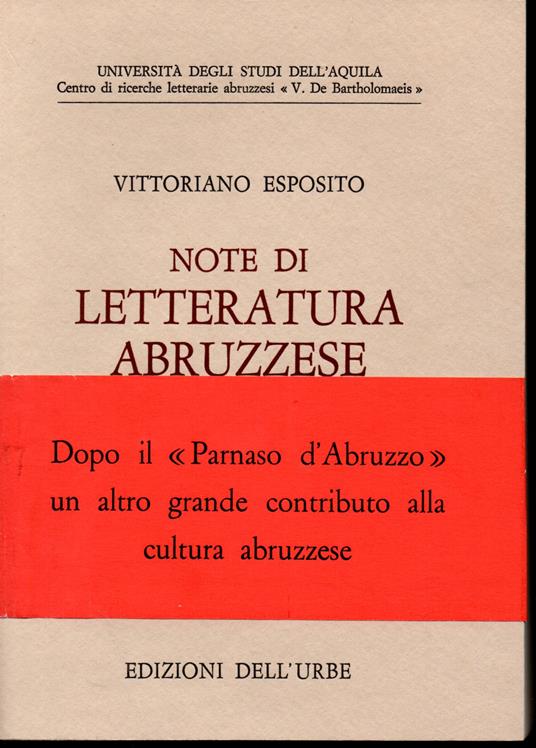 Note di letteratura abruzzese - Vittoriano Esposito - copertina