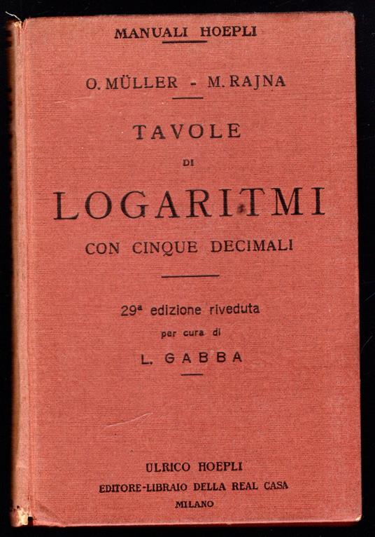 Tavole di logaritmi con cinque decimali - copertina