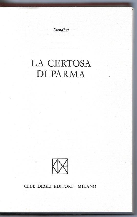 La certosa di Parma - Stendhal - copertina