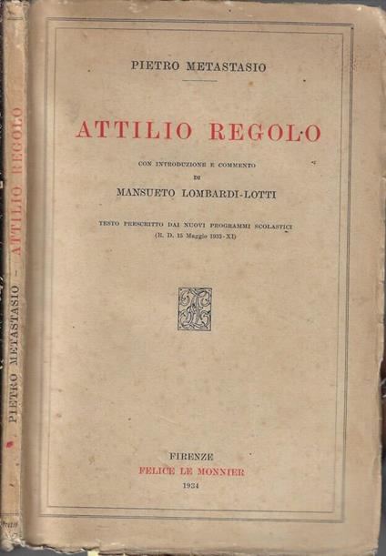 Attilio Regolo - Pietro Metastasio - copertina