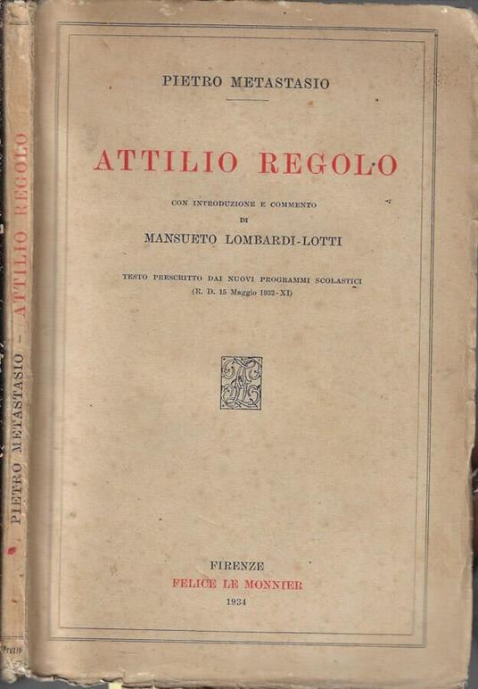 Attilio Regolo - Pietro Metastasio - copertina
