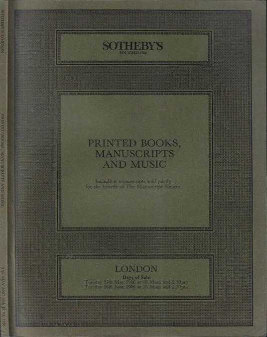 Printed books, manuscripts and music - copertina