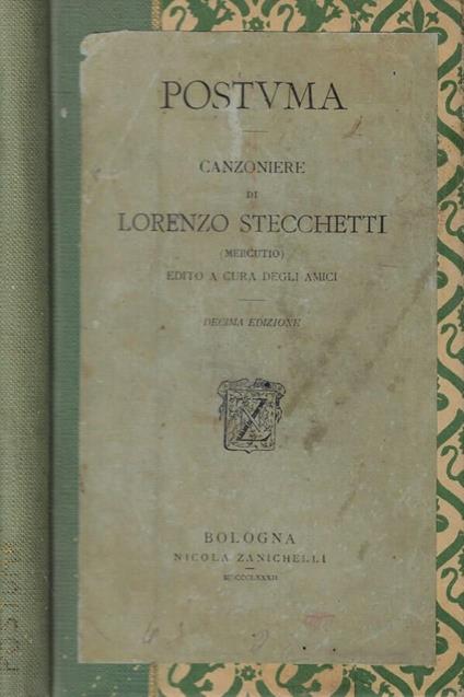 Postuma - Lorenzo Stecchetti - copertina